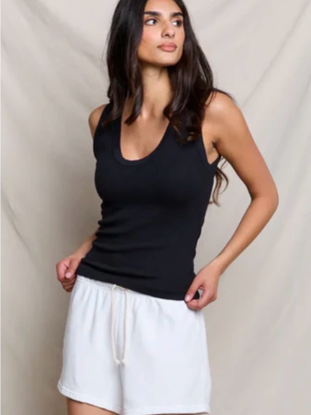 perfectwhitetee Black Scoop Neck Tank